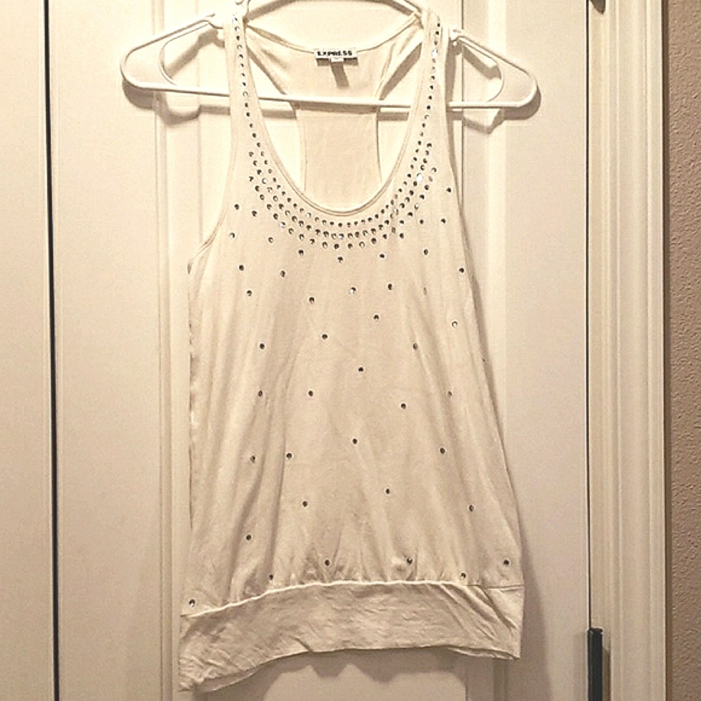 Express Rhinestone Tank Off White Size XS